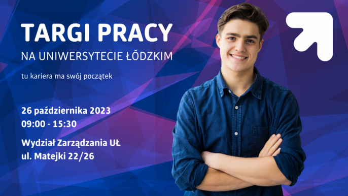 Targi Pracy na Uniwersytecie Łódzkim - na niebieskim tle pozuje brunet. Targi Pracy na Uniwersytecie Łódzkim - na niebieskim tle pozuje brunet. - Targi Pracy na Uniwersytecie Łódzkim - na niebieskim tle pozuje brunet.