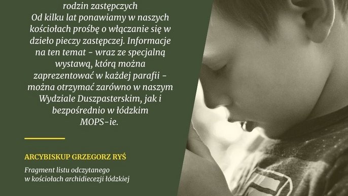 Arcybiskup zaprasza do tworzenia rodzin zastępczych Arcybiskup zaprasza do tworzenia rodzin zastępczych