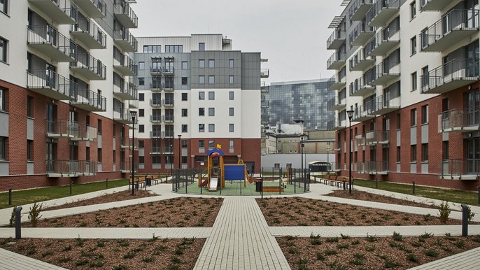 Osiedle Łąkowa powstało na terenach kompleksu dawnej Fabryki Towarów Bawełnianych Osiedle Łąkowa powstało na terenach kompleksu dawnej Fabryki Towarów Bawełnianych - fot. Radosław Jóźwiak / UMŁ