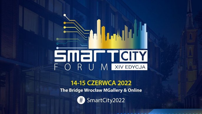 Smart City Forum XIV edycja. 14-15 czerwca #smartcity2022 - grafika reklamowa. Żółte i niebieskie napisy na granatowym tle. - Smart City Forum XIV edycja. 14-15 czerwca #smartcity2022 - grafika reklamowa. Żółte i niebieskie napisy na granatowym tle.