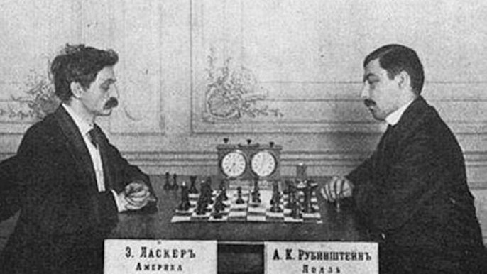 Emanuel Lasker i Akiba Rubinstein (1909 rok) Emanuel Lasker i Akiba Rubinstein (1909 rok) - fot. domena publiczna