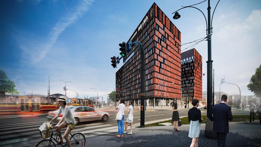 Brama Miasta to wyjątkowy projekt biurowy, realizowany przez Skanska w Łodzi, bezpośrednio przy dworcu Łódź Fabryczna fot. z arch. UMŁ