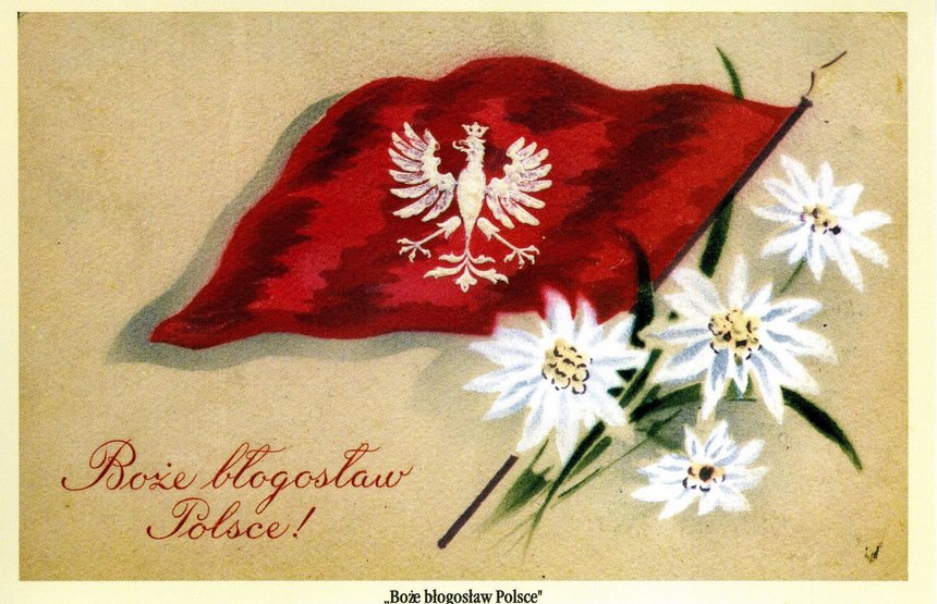 Pocztówka narodowa będąca częścią wystawy Muzeum Tradycji Niepodległościowych w Łodzi z 2011 pt. "Obudzić ducha w narodzie".
