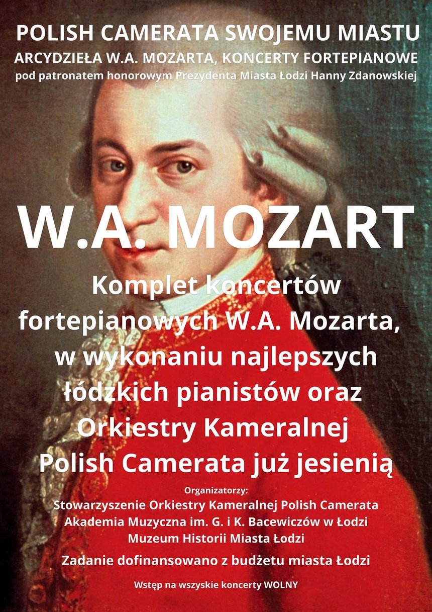 Plakat: Polish Camerata Swojemu Miastu – Arcydzieła W.A. Mozarta mat. organizatorów