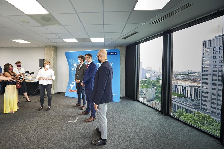Konferencja prasowa w nowej siedzibie firmy GFT fot. Radosław Jóźwiak / UMŁ