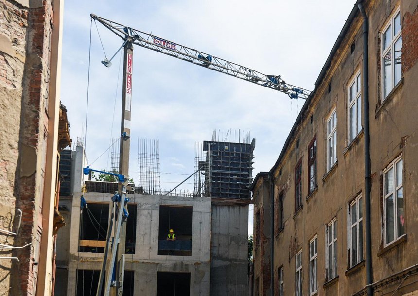 Hotel przy ul. Piotrkowskiej 40 w trakcie budowy fot. Paweł Łacheta / UMŁ