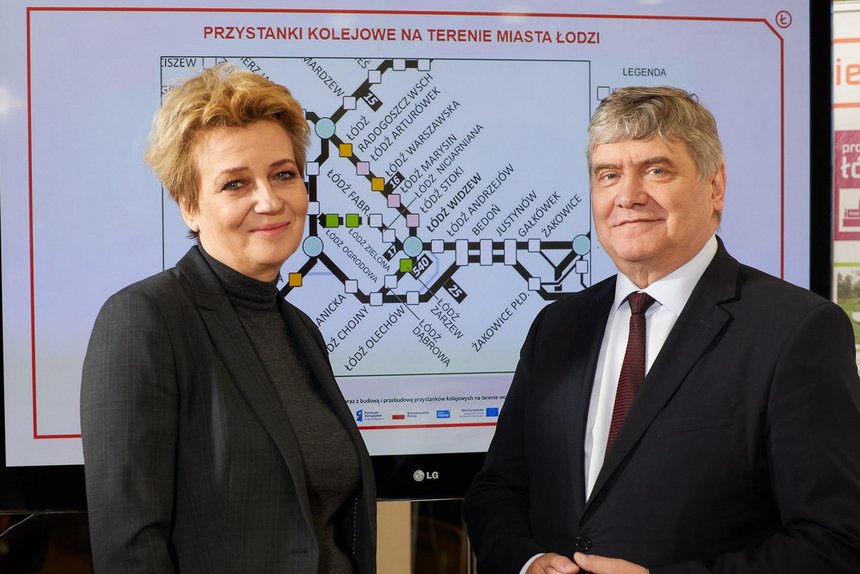 Prezydent Hanna Zdanowska i marszałek Witold Stępień zapowiedzieli, że komunikacja kolejowa zostanie zintegrowana z miejską fot. Sebastian Glapiński / UMŁ