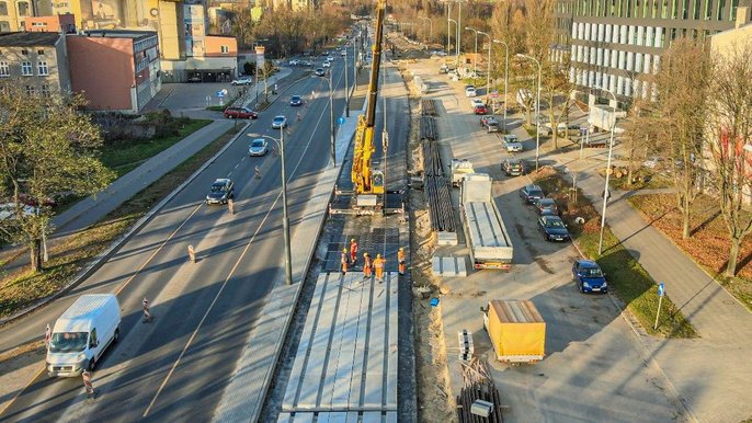 Budowa torowiska tramwajowego na al. Śmigłego-Rydza Budowa torowiska tramwajowego na al. Śmigłego-Rydza - fot. UMŁ