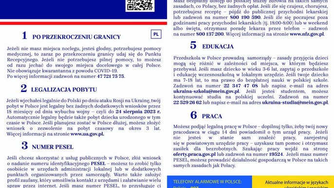 ulotka informacyjna dla uchodźców z Ukrainy w języku polskim ulotka informacyjna dla uchodźców z Ukrainy w języku polskim