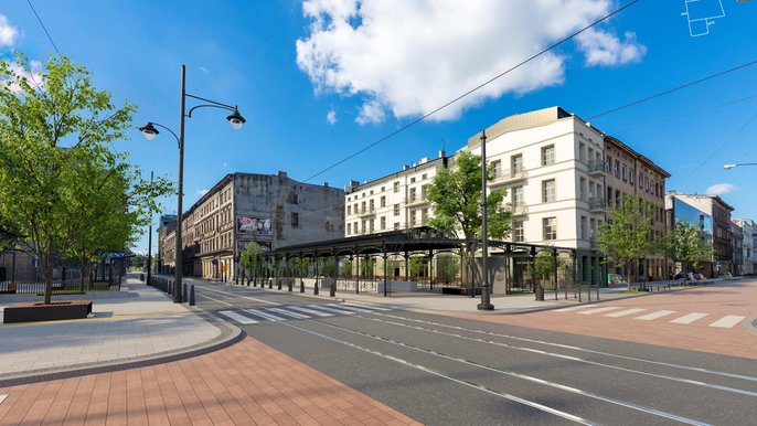 Przy skrzyżowaniu Kilińskiego z Jaracza będzie urządzony plac z zadaszonym rynkiem Przy skrzyżowaniu Kilińskiego z Jaracza będzie urządzony plac z zadaszonym rynkiem - mat. prasowe
