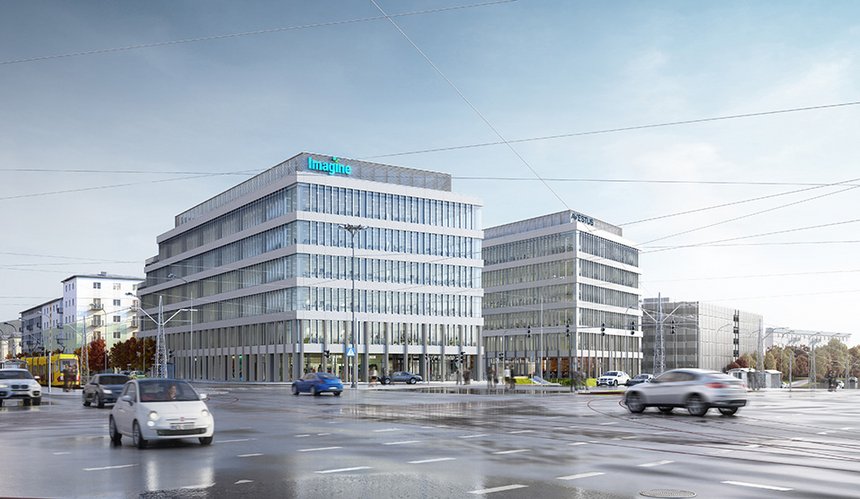 Biura New Work Offices znajdą się w budynkach A i B kompleksu, zajmując blisko 2000 m kw. jego powierzchni fot. z arch. UMŁ