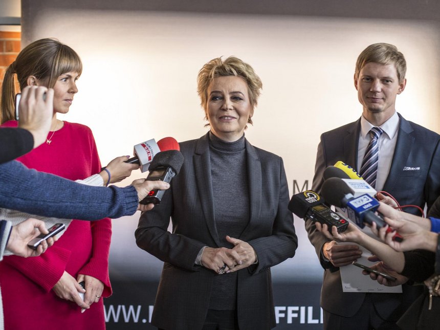 Na zdjęciu: (od lewej) Katarzyna Bieńkiewicz z Narodowego Centrum Kultury Filmowej, prezydent Łodzi Hanna Zdanowska i Błażej Moder, dyrektor EC1